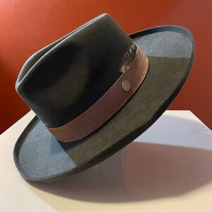 Two Roads Hat Co. Men’s Echo Park Dark Earth Wool Suede Band Rustic Fedora‎ Hat